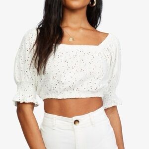 BRAND NEW BILLABONG WHITE EYELET TOP